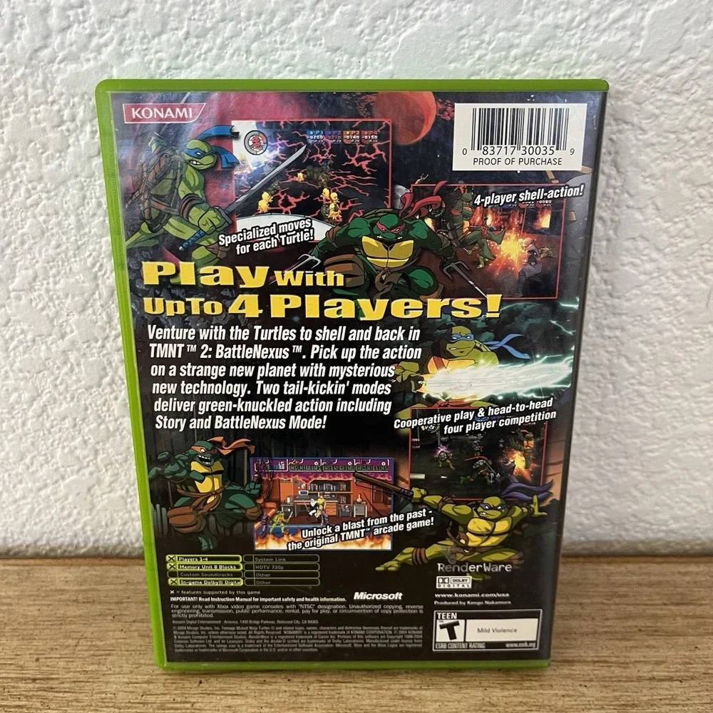 Teenage Mutant Ninja Turtles 2: BattleNexus (Microsoft Xbox, 2004) Works Tested